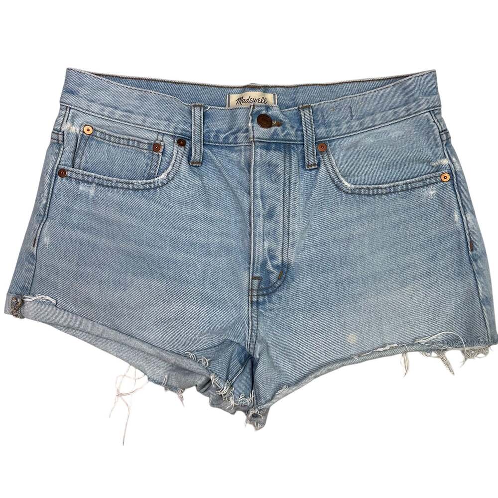 Madewell Relaxed Denim Shorts RUNS LARGE 3" SIZE 27 Blue Button Fly Distressed
